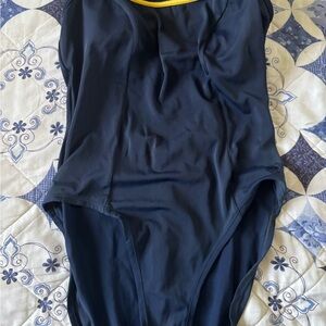 Jantzen Navy Swimsuit with Yellow Accent Tag